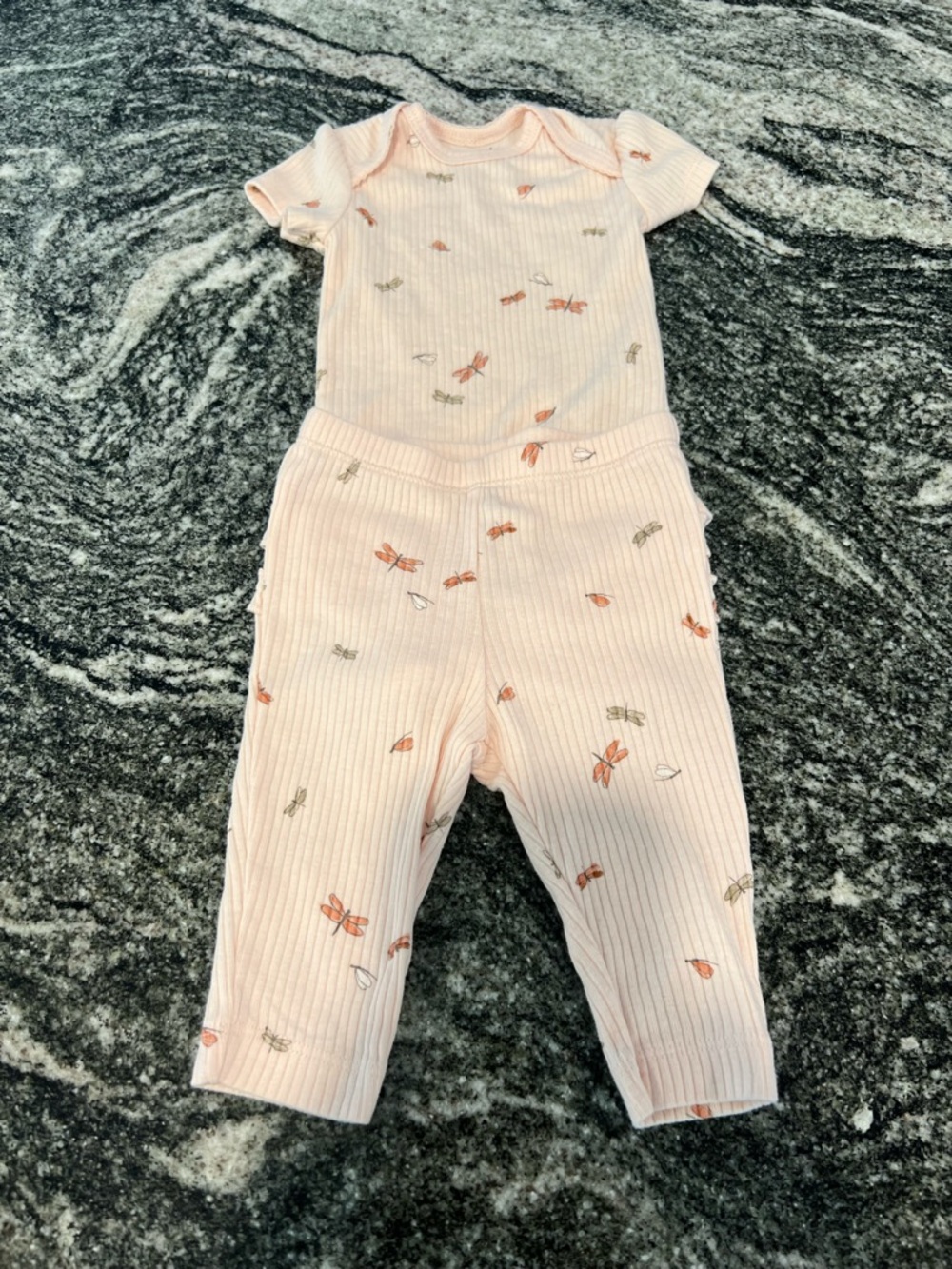 Carter's Peach Ribbed Infant Bodysuit with Tiny Print
